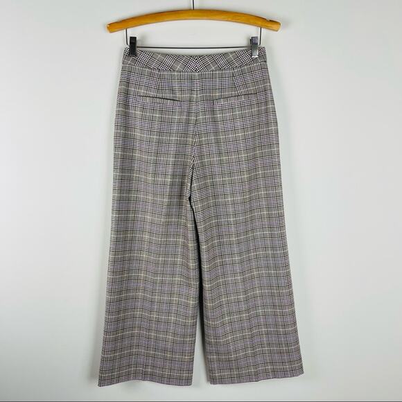 Halogen brown purple plaid checked wide leg preppy academia cropped pants 2 - Picture 8 of 8